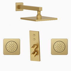 Fortis Shower Kits Lineabox 2 Way Vertical Square Kit Body Spray - Brushed Gold