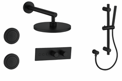 Fortis Shower Kits Lineabox 3 Way Horizontal Round Kit Shower Bar Body Spray - Matte Black