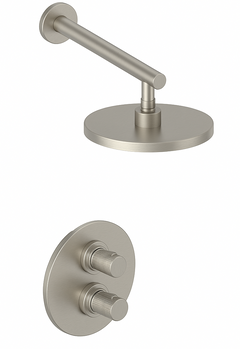 Fortis 1 Way Thermostatic Round Shower Kit_ - Brushed Nickel