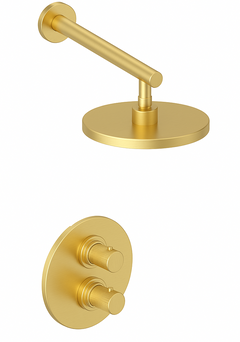 Fortis 1 Way Thermostatic Round Shower Kit_ - Brushed Gold