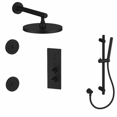 Fortis Shower Kits Lineabox 3 Way Vertical Round Kit Shower Bar Body Spray - Matte Black