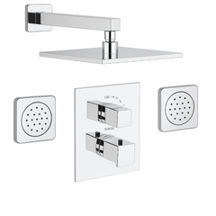 Fortis Shower Kits Abruzzo 2 Way Thermostatic Square Shower Kit Body Spray - Polished Chrome