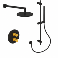 Fortis Shower Kits Agrippina 2 Way Thermostatic Round Shower Kit Shower Bar - Matte Black