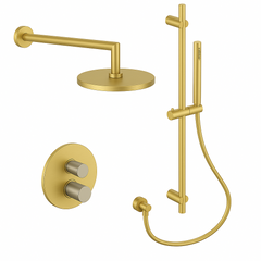 Fortis Shower Kits Agrippina 2 Way Thermostatic Round Shower Kit Shower Bar - Brushed Gold