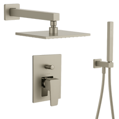 Fortis Shower Kits Abruzzo 2 Way Pressure Balance Square Shower Kit Hand Held - Brushed Nickel
