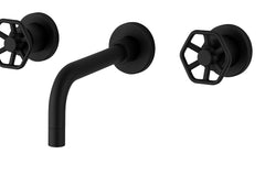 Fortis Bathroom Faucet Industrial Wall Mount 2 Handle - Matte Black