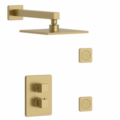 Fortis Shower Kits Vitrina 2 Way Thermostatic Round Shower Kit Body Spray - Brushed Gold
