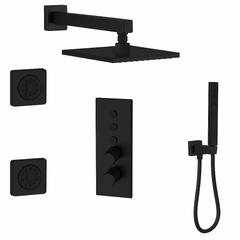 Fortis Shower Kits Lineabox 3 Way Vertical Square Kit Hand Held Body Spray - Matte Black