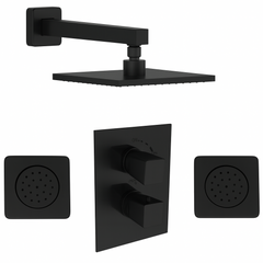 Fortis Shower Kits Abruzzo 2 Way Thermostatic Square Shower Kit Body Spray - Matte Black