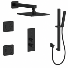 Fortis Shower Kits Lineabox 3 Way Vertical Square Kit Shower Bar Body Spray - Matte Black