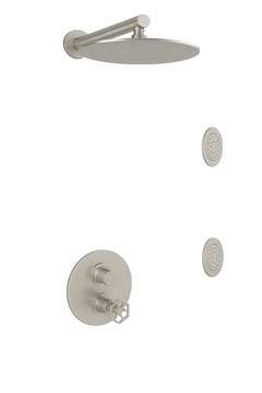 Fortis Shower Kits Industrial 2 Way Thermostatic Round Shower Kit Body Spray - Brushed Nickel