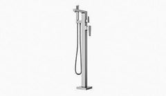 LaToscana Quadro Single Handle Floor Mounted Tub Filler with Hand Held Shower
