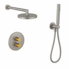 Fortis Shower Kits Agrippina 2 Way Thermostatic Round Shower Kit Hand Held - Brushed Nickel