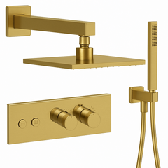 Fortis Shower Kits Lineabox 2 Way Horizontal Square Kit Hand Held - Brushed Gold