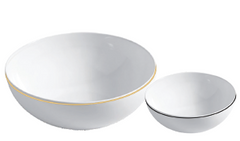 LaToscana Round Fireclay Vessel Bathroom Sink 16 1/2" x 6 3/4" Gloss White - Black