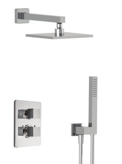 Fortis Shower Kits Scala 2 Way Thermostatic Square Shower Kit Hand Held - Polished Chrome