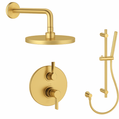 Fortis Shower Kits Brera 2 Way Thermostatic Round Shower Kit Shower Bar - Brushed Gold
