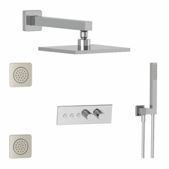 Fortis Shower Kits Lineabox 3 Way Horizontal Square Kit Hand Held Body Spray - Brushed Nickel