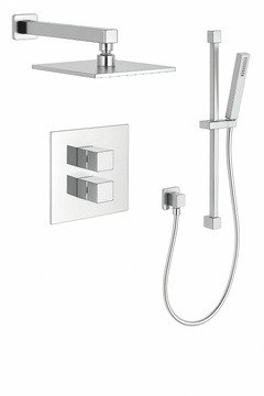 Fortis Shower Kits Abruzzo 2 Way Thermostatic Square Shower Kit Shower Bar - Polished Chrome