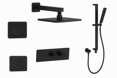 Fortis Shower Kits Lineabox 3 Way Horizontal Square Kit Shower Bar Body Spray - Matte Black