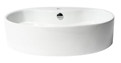Alfi White 22  Oval Above Mount Ceramic Sink with Faucet Hole - ABC901