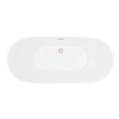 Altair Tazlar 63" x 28" Flatbottom Freestanding Acrylic Soaking Bathtub in Glossy White with Drain and Overflow - 52563-BAT-WH