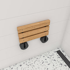 Alfi 16  Wide Foldable Teak Shower Seat with Round Hardware - ABS16R