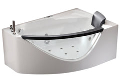 EAGO 5 ft Clear Rounded Left Corner Acrylic Whirlpool Bathtub - White