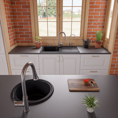 ALFI 20  Drop-In Round Granite Composite Kitchen Prep Sink - AB1620DI