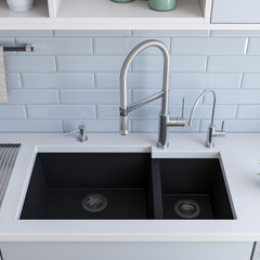 Alfi 34  Double Bowl Undermount Granite Composite Kitchen Sink - AB3319UM