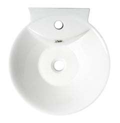 Alfi White 17  Round Wall Mounted Ceramic Sink with Faucet Hole - ABC113