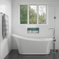 EAGO 6 Foot White Free Standing Air Bubble Bathtub - White