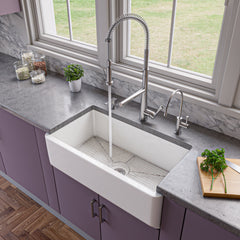 Alfi 33" White Smooth Apron Solid Thick Wall Fireclay Single Bowl Farm Sink - White