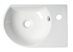 Alfi White 16  Small Wall Mounted Ceramic Sink with Faucet Hole - ABC119