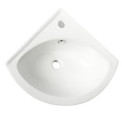 Alfi White 22  Corner Wall Mounted Ceramic Sink with Faucet Hole - ABC120