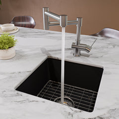 Alfi Square 18" x 18" Undermount / Drop In Fireclay Prep Sink - Black Matte