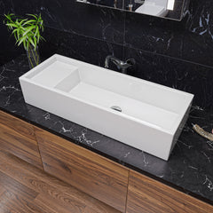 Alfi 39" White Above Mount Fireclay Bathroom Trough Sink - White