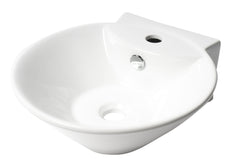 Alfi White 17  Round Wall Mounted Ceramic Sink with Faucet Hole - ABC113