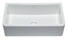 Alfi 33  White Smooth Apron Solid Thick Wall Fireclay Single Bowl Farm Sink - AB3318SB-W