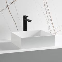 Alfi 14  Square White Matte Solid Surface Resin Sink - ABRS14S