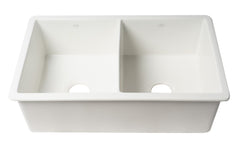 Alfi White 32  x 19  Double Bowl Fireclay Undermount / Drop In Kitchen Sink w Grid - ABF3219DUD-W