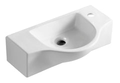 Alfi White 18  Small Wall Mounted Ceramic Sink with Faucet Hole - ABC114