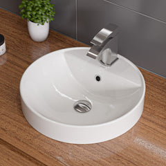 EAGO 18  ROUND CERAMIC ABOVE MOUNT BATHROOM BASIN VESSEL SINK - BA141