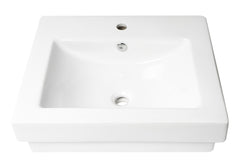 Alfi White 24  Rectangular Semi Recessed Ceramic Sink with Faucet Hole - ABC701