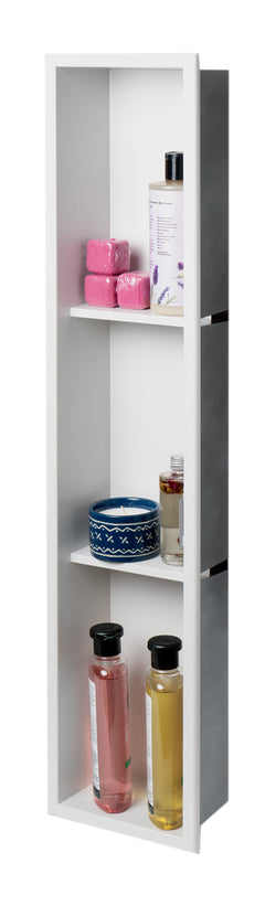 Alfi 8" x 36" Vertical Triple Shelf Bath Shower Niche - White Matte