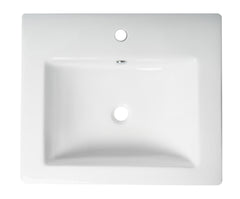 Alfi White 24  Rectangular Semi Recessed Ceramic Sink with Faucet Hole - ABC701
