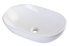 EAGO 23" OVAL CERAMIC ABOVE MOUNT BATHROOM BASIN VESSEL SINK - White