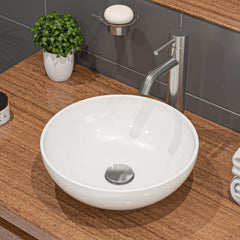 Alfi White 15" Round Vessel Bowl Above Mount Ceramic Sink - White