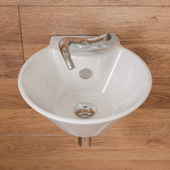 Alfi White 17  Round Wall Mounted Ceramic Sink with Faucet Hole - ABC113
