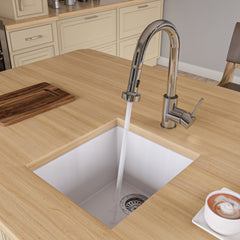 Alfi 17" Undermount Rectangular Granite Composite Kitchen Prep Sink - White